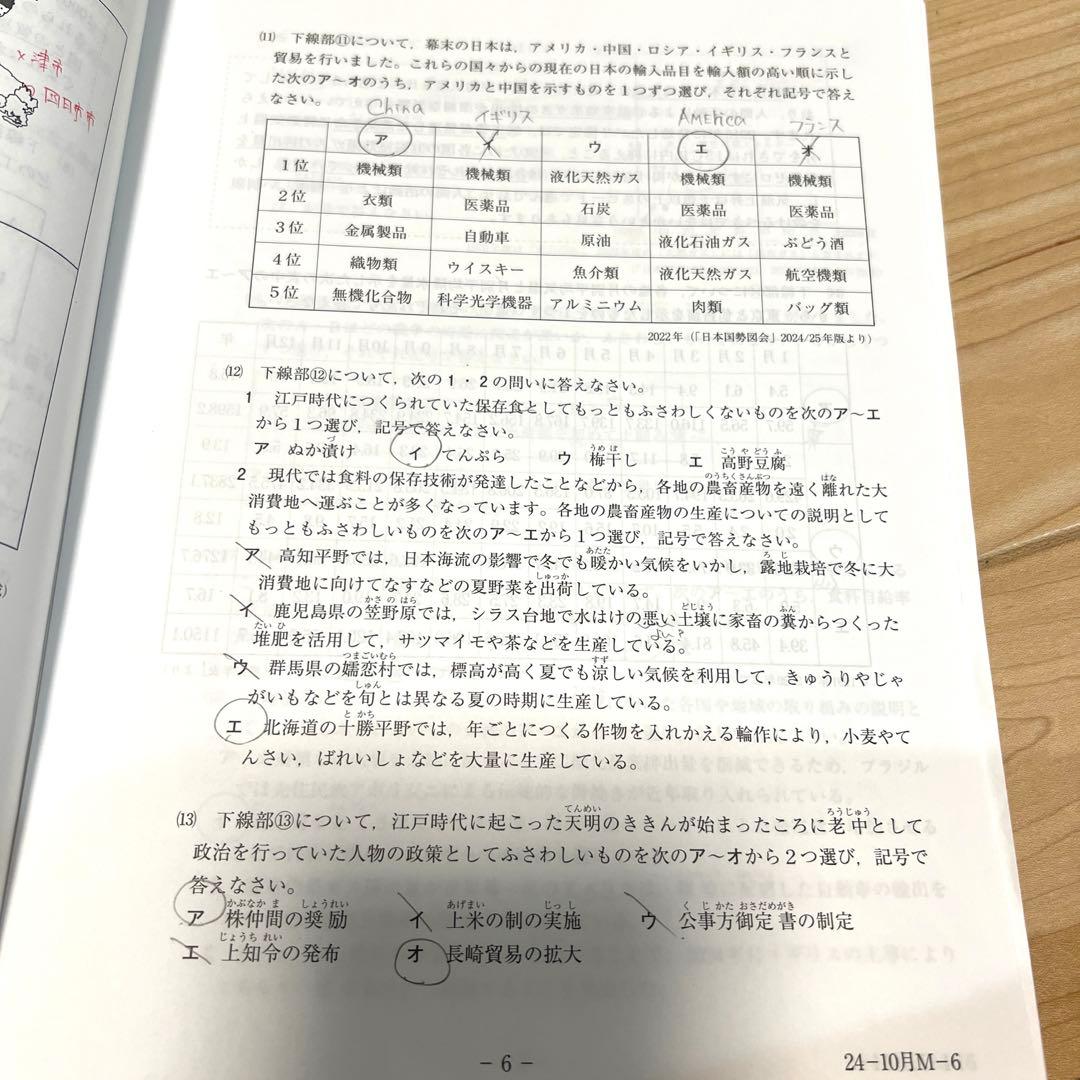 最新サピックス　６年生　2025入試　マンスリーテスト組分けテスト　12回分