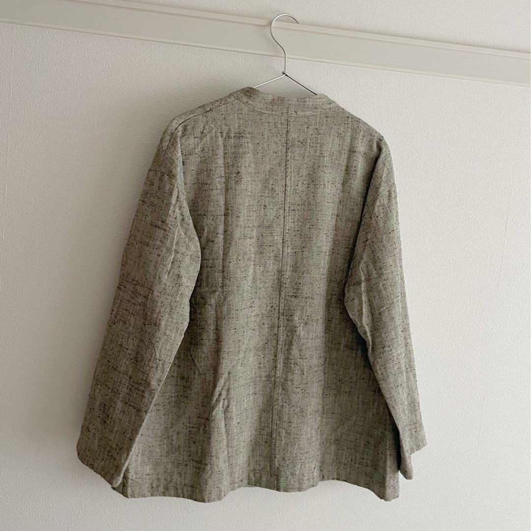 yuni / slab nep tweed no collarジャケット グレー