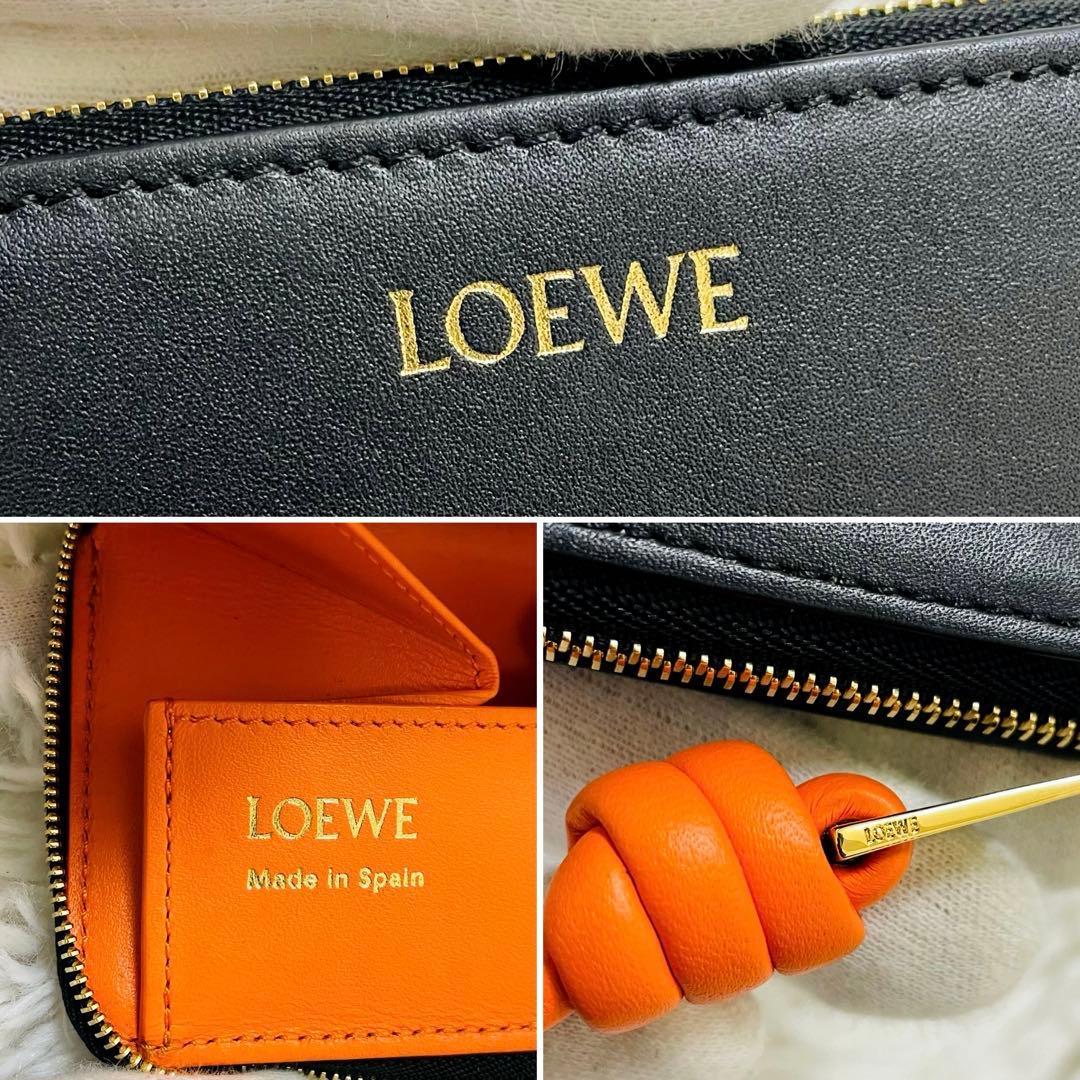未使用級✨付属完備✨LOEWE ケース ラウンドジップ ノット レザー 黒