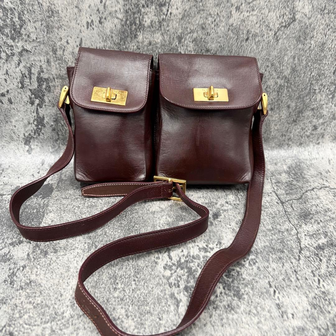 ✨美品✨GUCCI ボディバッグ ウエストポーチ　ターンロック レザー ボルドー