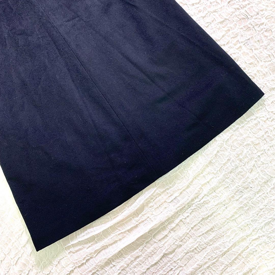 Cashmere カシミヤ100%　ネイビー　ステンカラーコート　ロング