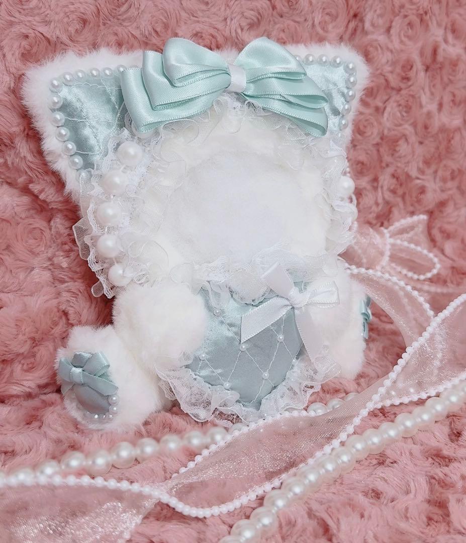 おすわり ぬい服 ねこ ちびぐるみ ミントグリーン 水色