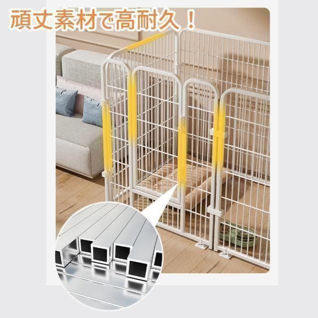 ペットサークル室内ケージ扉付き滑り止め金属フレーム小型中型犬猫うさぎフェンス