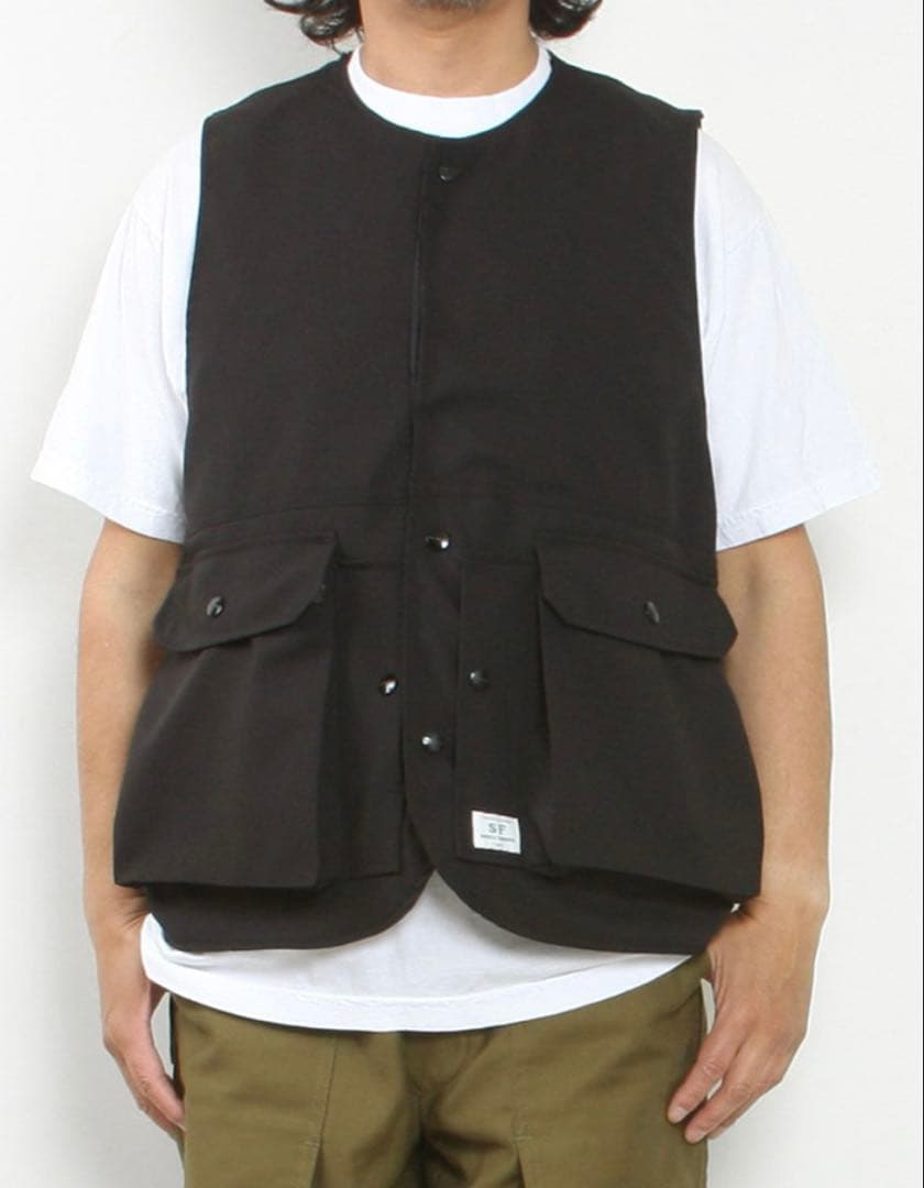 Cultivator Vest Wool Like Tropical ササフラス