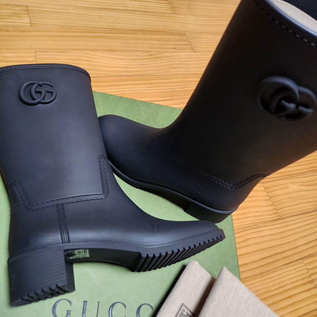 【新品】GUCCI 長靴 レインシューズ レインブーツ GGロゴ付き