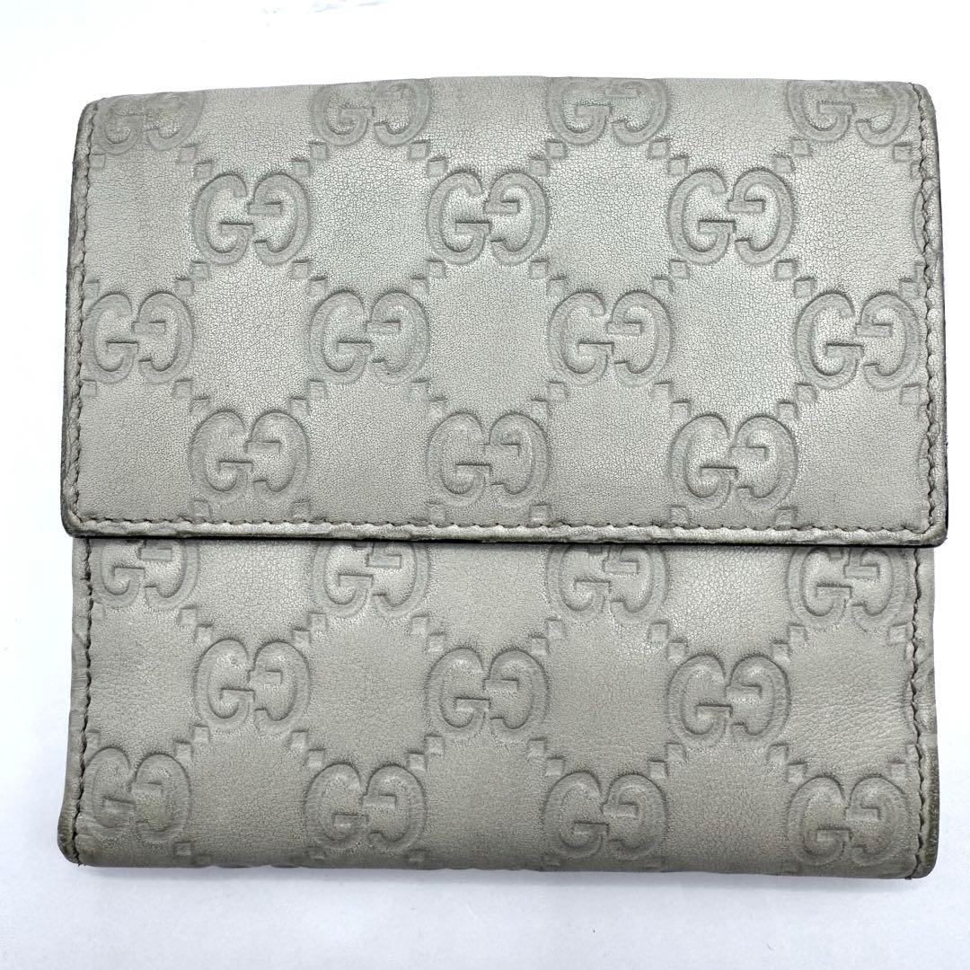 GUCCI グッチ Wホック 財布 グッチシマ レザー 折り財布
