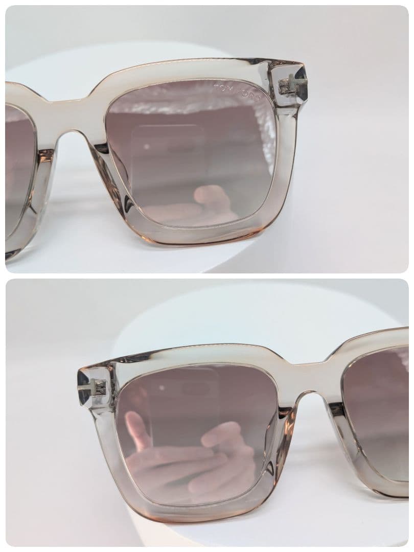 美品 トムフォード Sari TF690 ピンク グラデ サングラス クリア