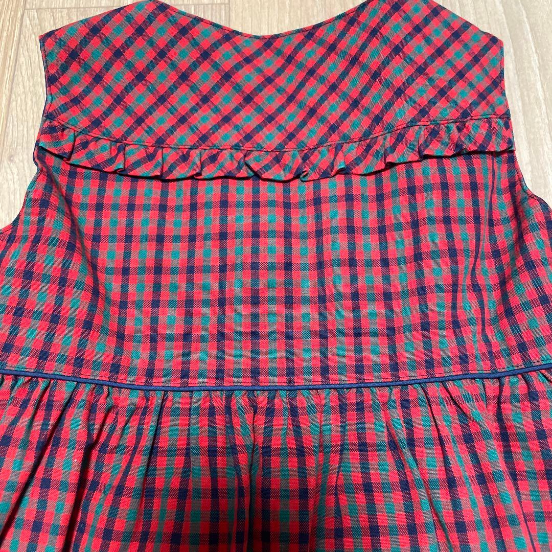 familiar 赤緑チェック ワンピース　赤チェック　美品
