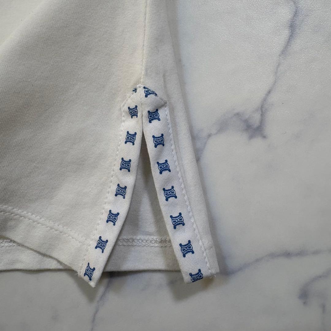 極美品 CELINE セリーヌ トリオンフ 刺繍 ポロシャツ ホワイト S