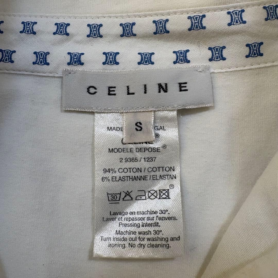 極美品 CELINE セリーヌ トリオンフ 刺繍 ポロシャツ ホワイト S