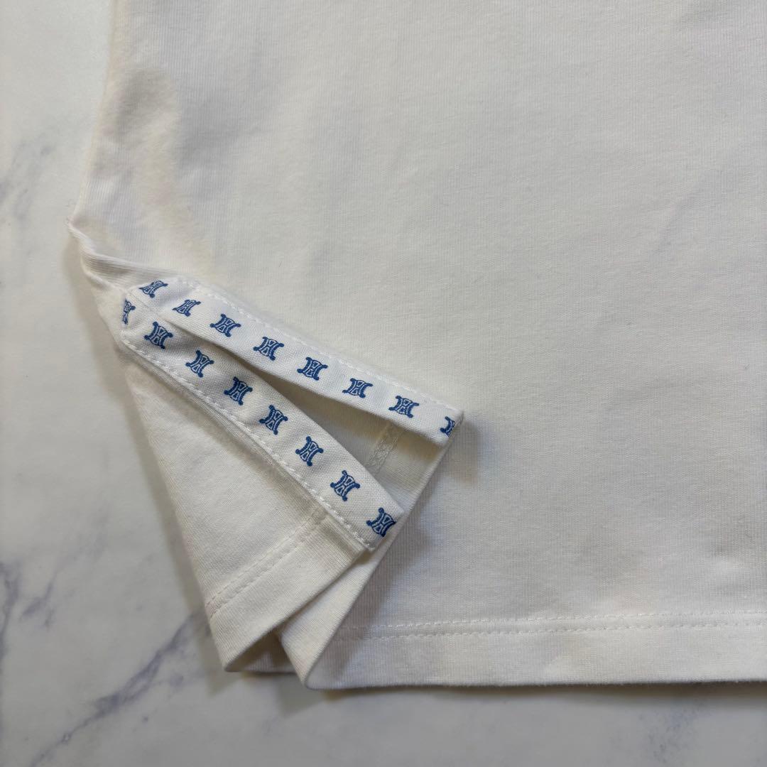 極美品 CELINE セリーヌ トリオンフ 刺繍 ポロシャツ ホワイト S