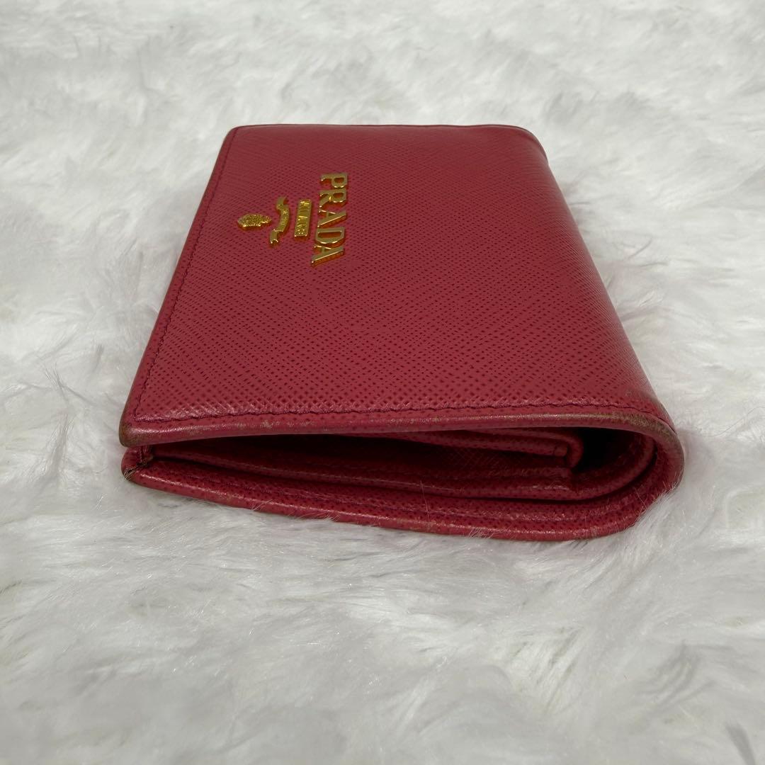 【美品】PRADA プラダ サフィアーノ レザー 二つ折り財布 レディース