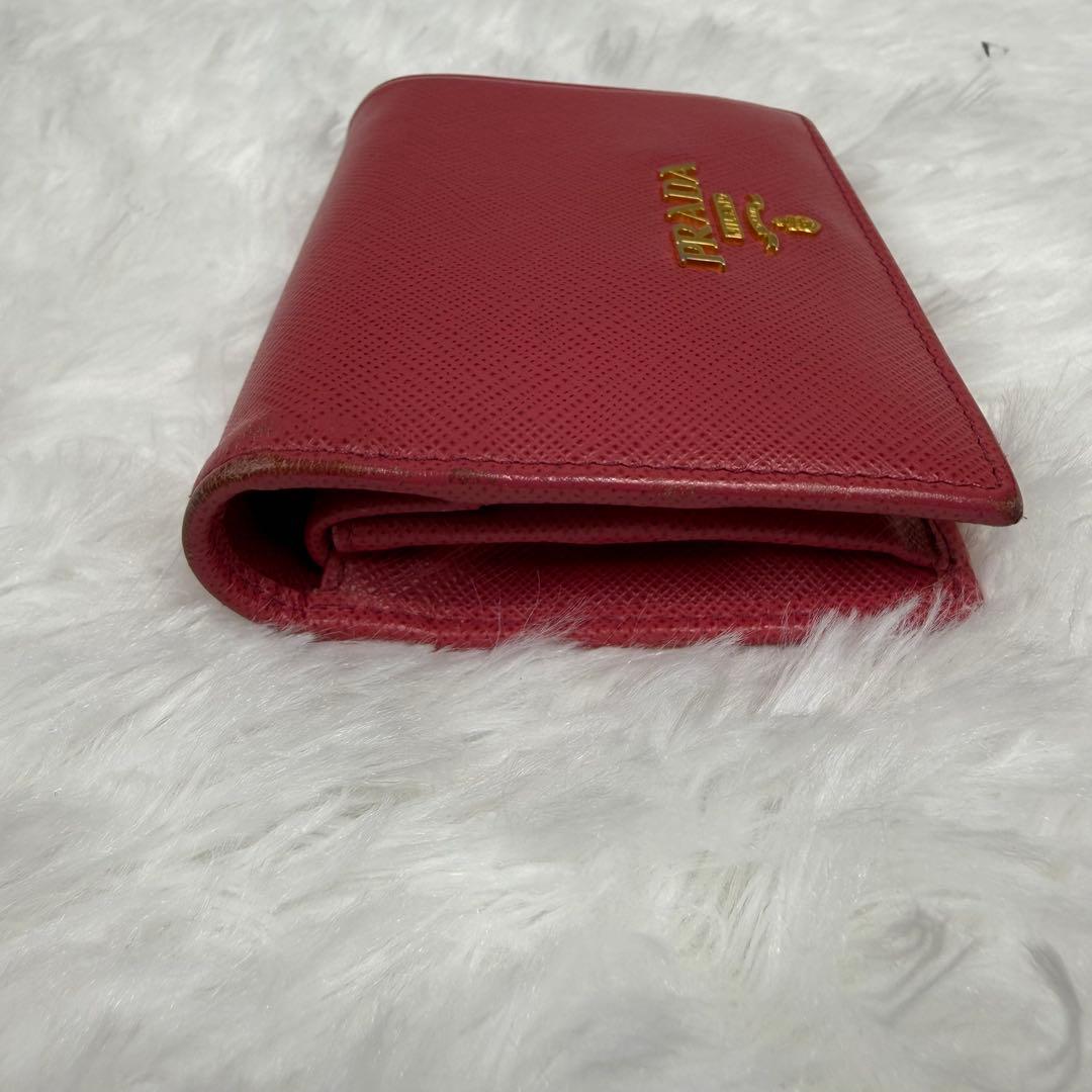【美品】PRADA プラダ サフィアーノ レザー 二つ折り財布 レディース