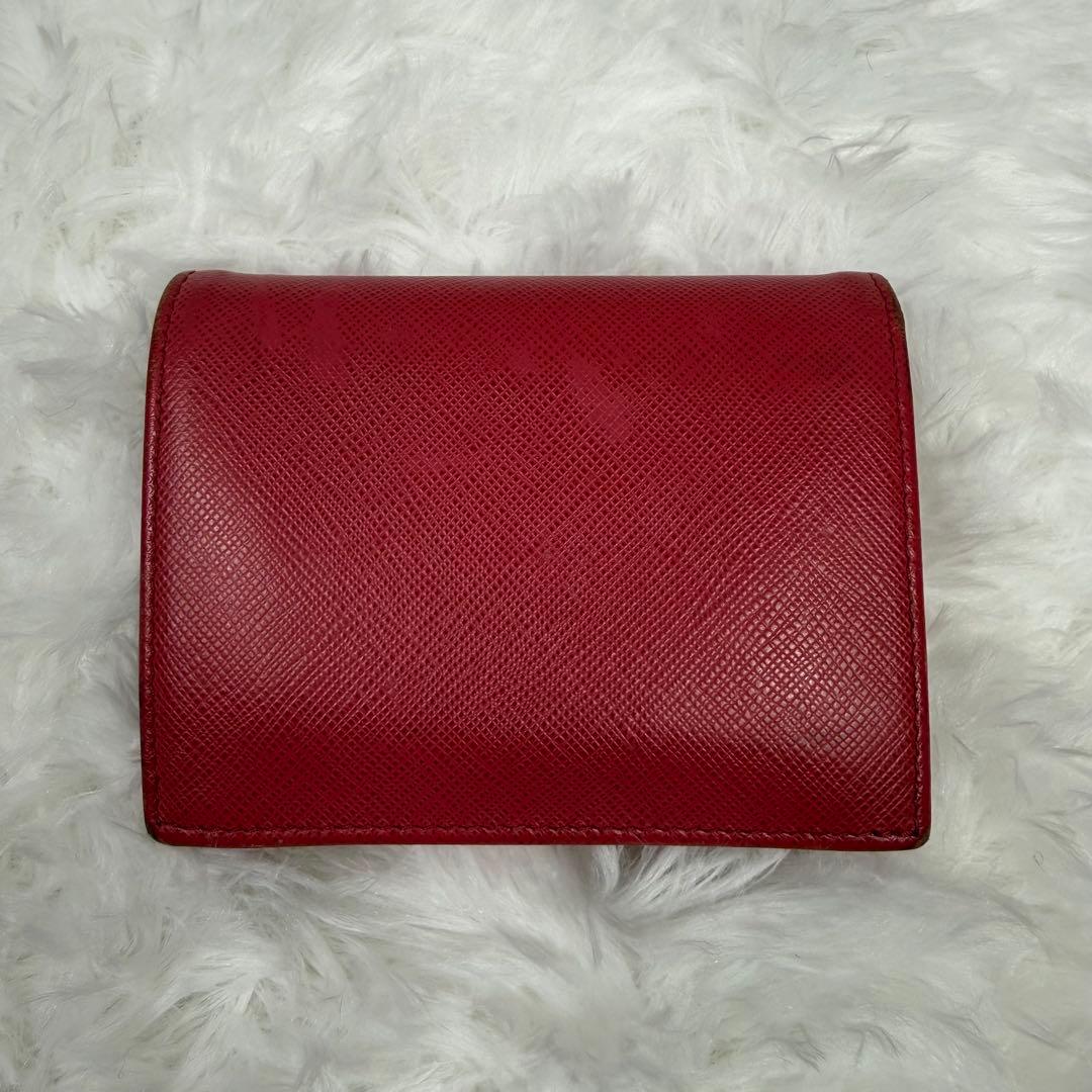 【美品】PRADA プラダ サフィアーノ レザー 二つ折り財布 レディース