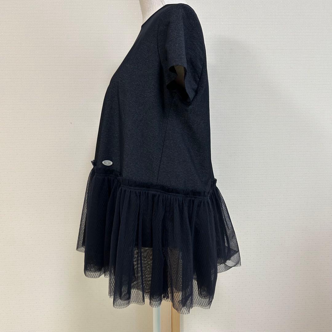 【美品】Rene ルネ 日本製 デニム 切替 チュール トップス ペプラム