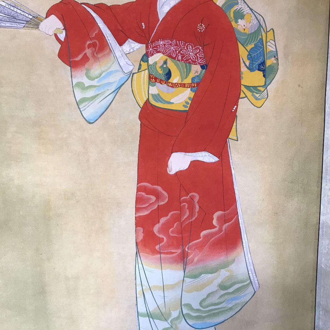 掛け軸　値下げ　美人画　日本画　上村松園？序の舞　模写