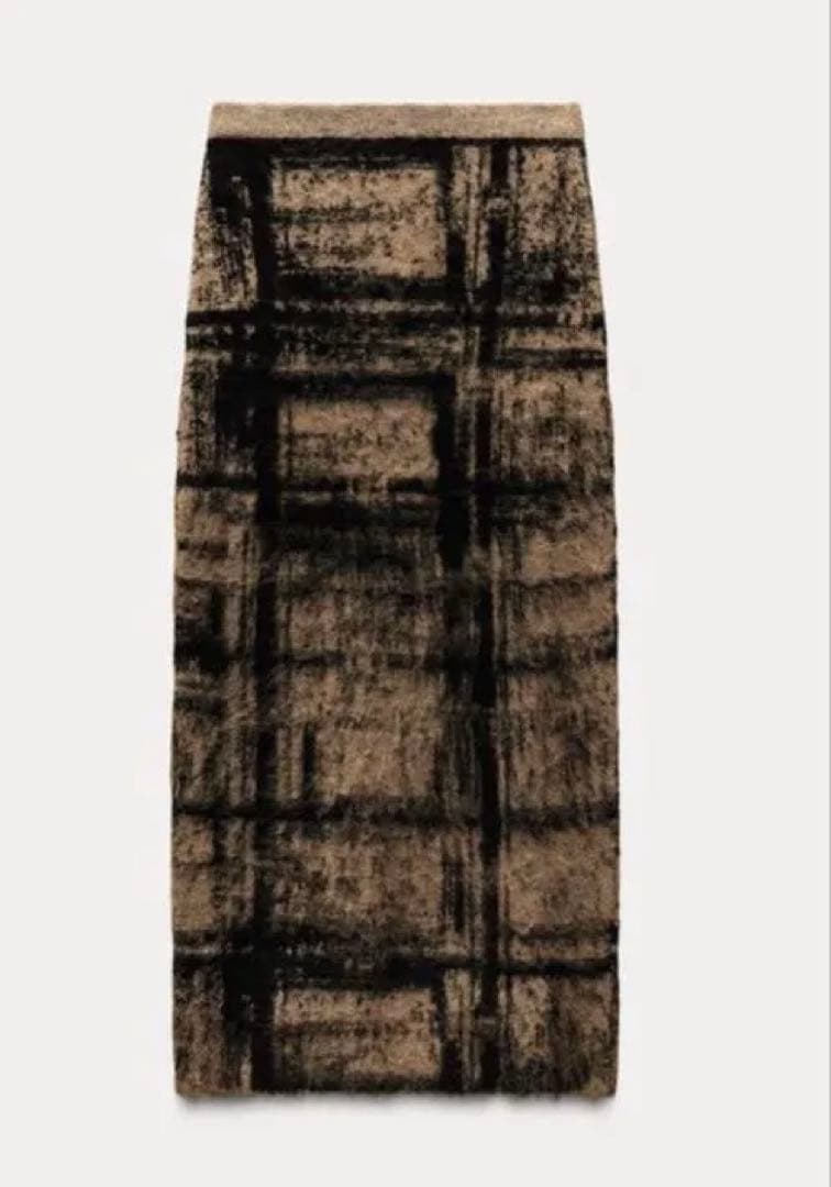 【ZARA】チェック柄ジャカードニットスカート (S) 2024AW