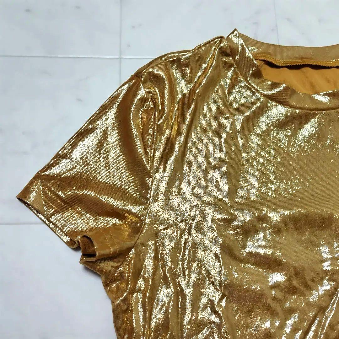 新品 メタリック Tシャツ 2点セット 半袖 ゴールド シルバー 光沢 ピタT