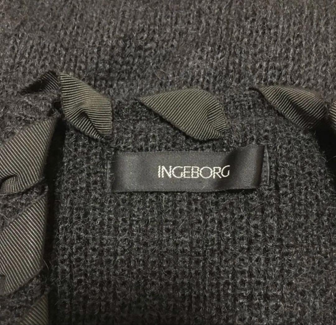 INGEBORG●リボン付き黒ニットカーディガン