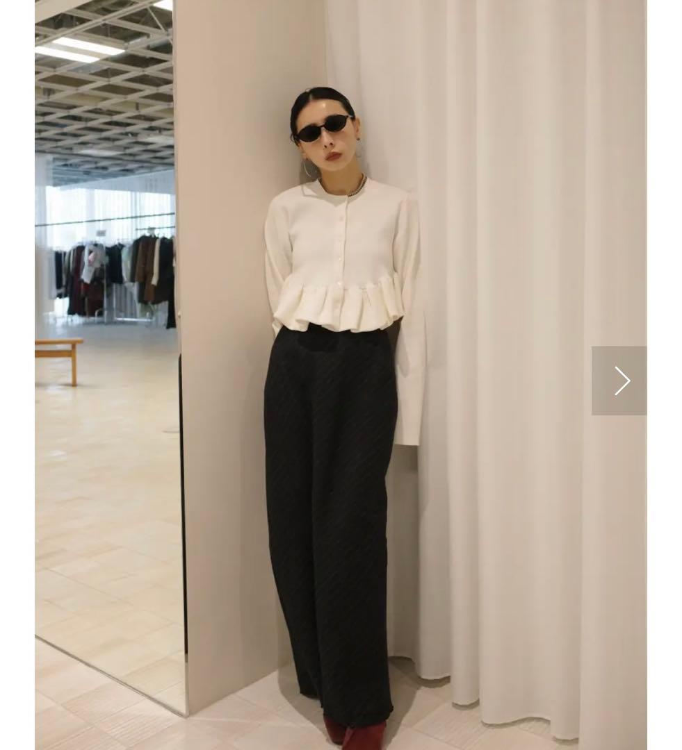 トップス COMPACT BALLOON PEPLUM KNIT CARDIGAN