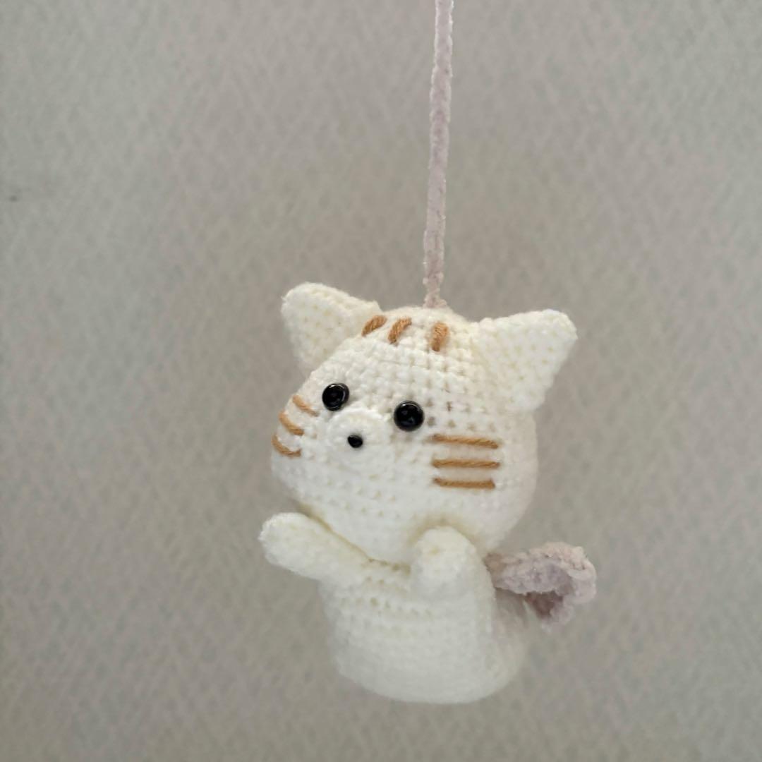 福袋 あみぐるみ.ポーチ.お空を飛びたいな（白ねこ） 編み物 ハンドメイド