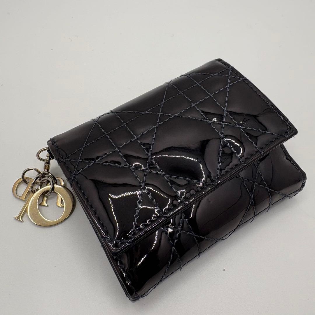 DIOR☆レディ ディオール☆エナメル☆ロータスウォレット☆カナージュ☆財布
