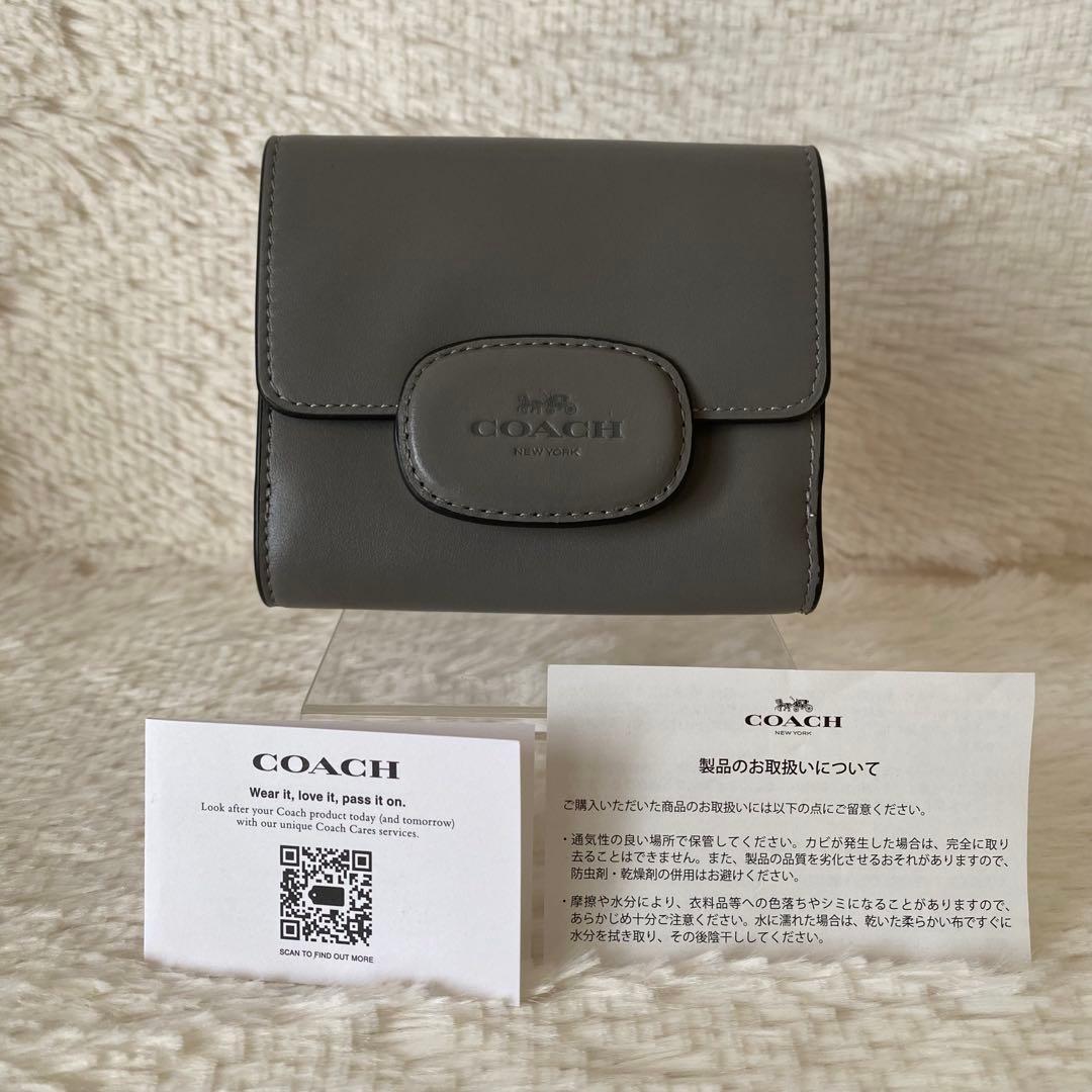 未使用品【COACH】エライザ スモール ウォレット二つ折り財布 グレー 大人気