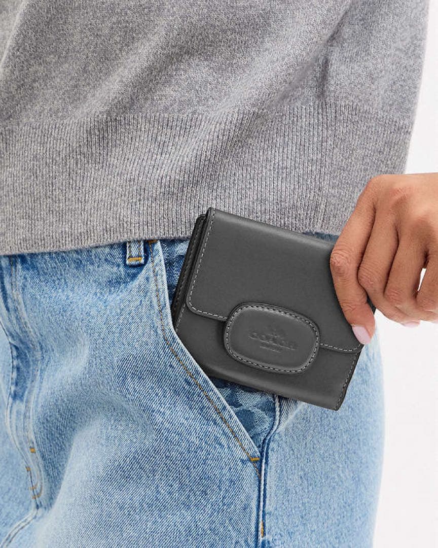 未使用品【COACH】エライザ スモール ウォレット二つ折り財布 グレー 大人気