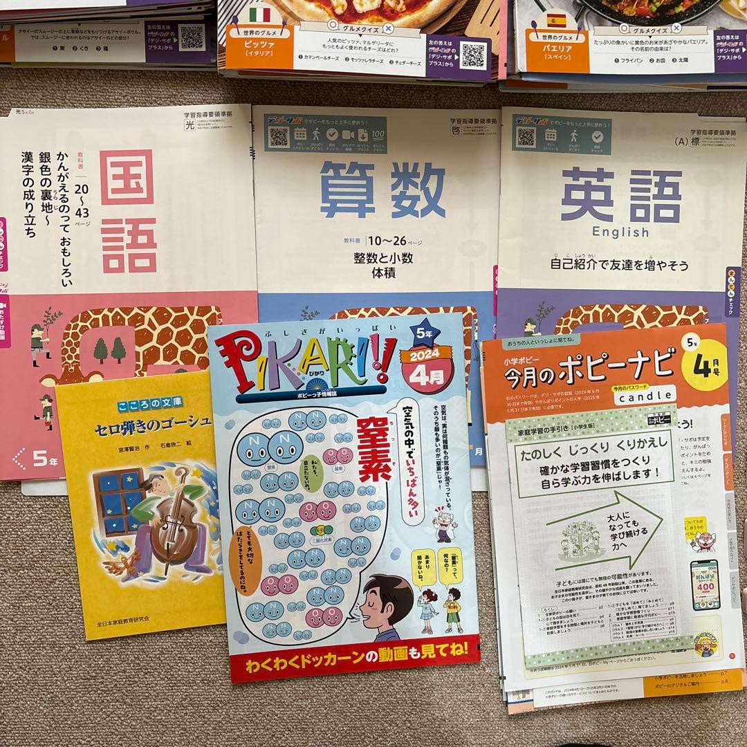 ポピー 小学5年 2024年〜2025年 4月〜3月 (１年分)