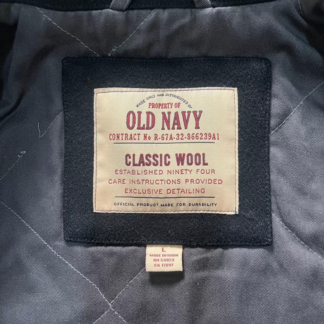 90s 古着 OLD NAVY ウール スポーツジャケット 黒 スイングトップ