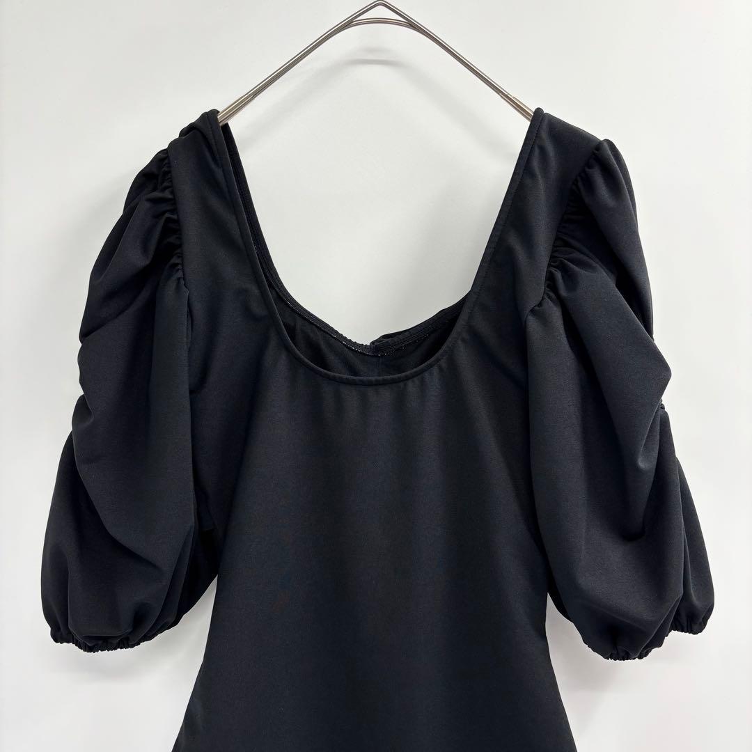 美品　AMERI　DIMENSIONAL RIBBON SWIM WEAR　S黒