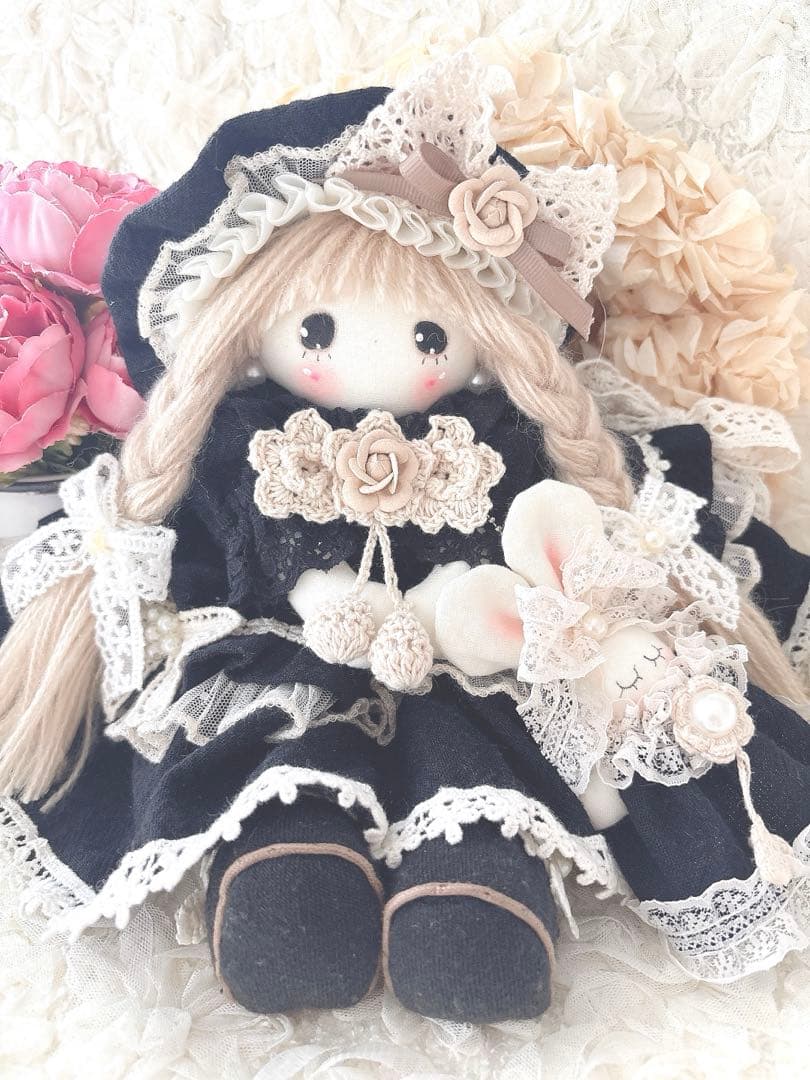 カントリードール♡ハンドメイド♡お人形♡ブラック♡