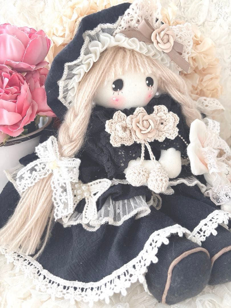 カントリードール♡ハンドメイド♡お人形♡ブラック♡