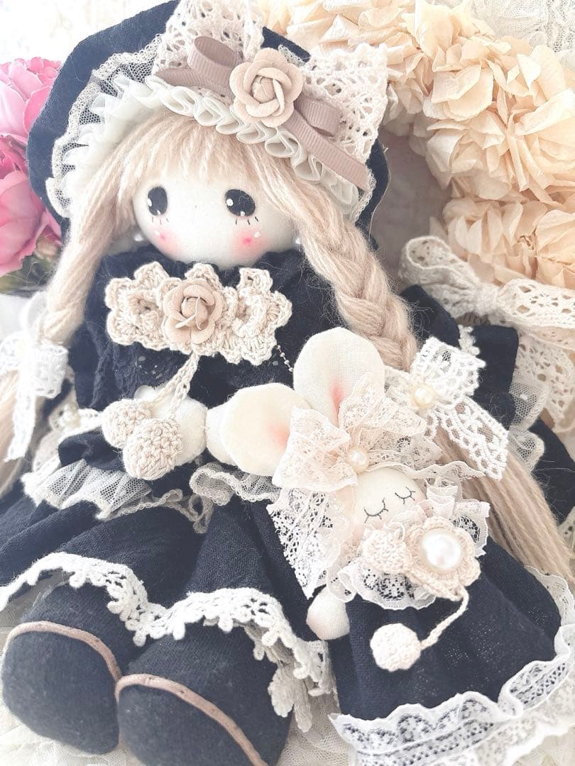 カントリードール♡ハンドメイド♡お人形♡ブラック♡