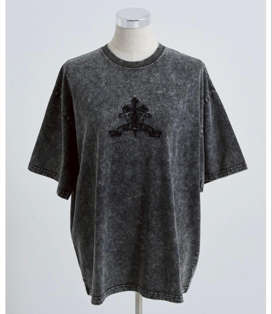 REFLEM レフレム クロス刺繍半袖Tシャツ グレー