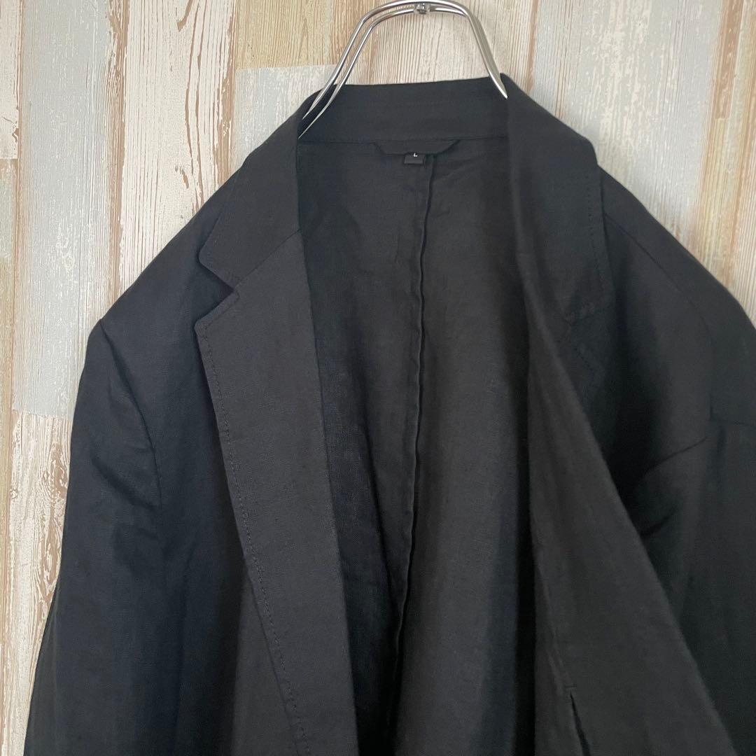 【美品】無印良品 リネン100% ジャケット ブラック