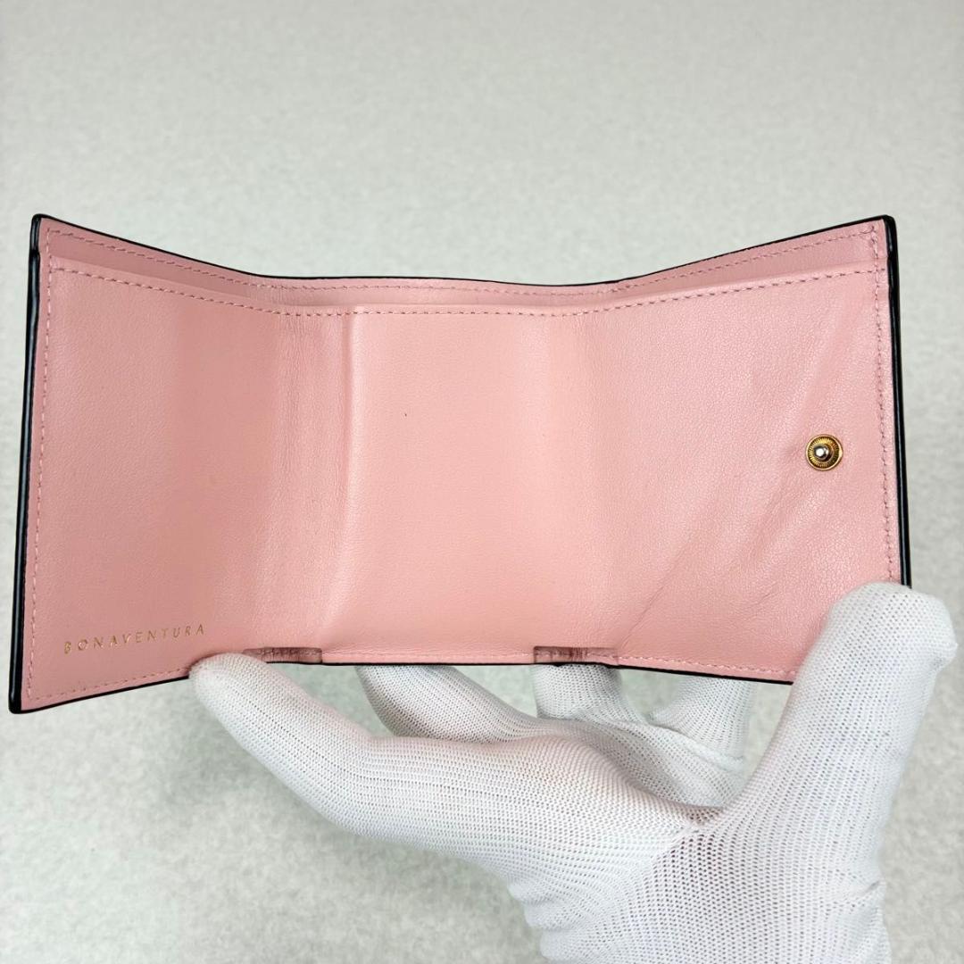 ボナベンチュラ 三つ折り財布 スモール ウォレット グレージュ シュリンクレザー
