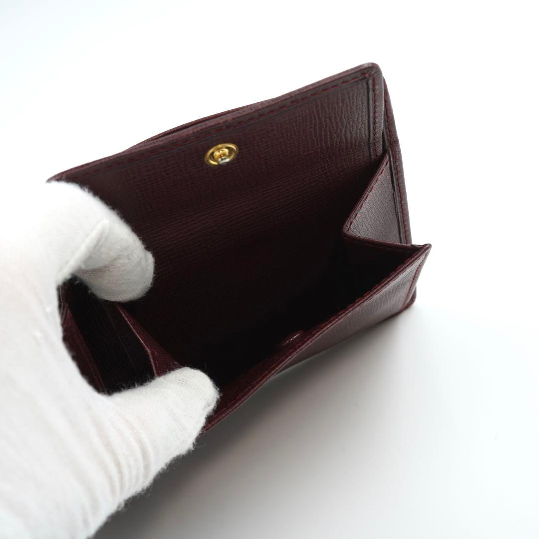 極上美品　Cartier カルティエ　二つ折り　マストライン　レザー　ボルドー