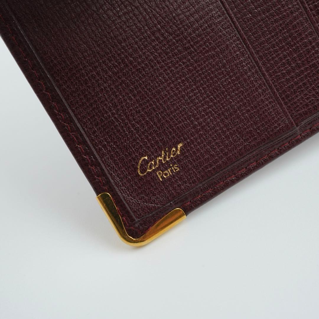 極上美品　Cartier カルティエ　二つ折り　マストライン　レザー　ボルドー