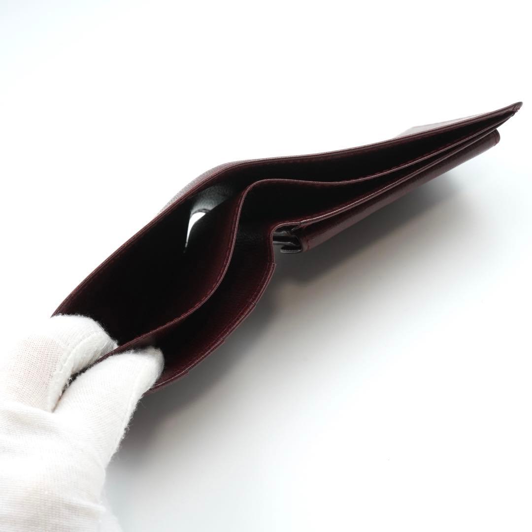 極上美品　Cartier カルティエ　二つ折り　マストライン　レザー　ボルドー