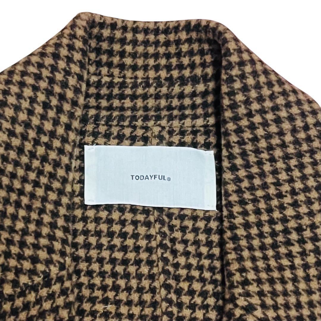 TODAYFUL トゥデイフル オーバーチェックコート 38 ブラウン ロング