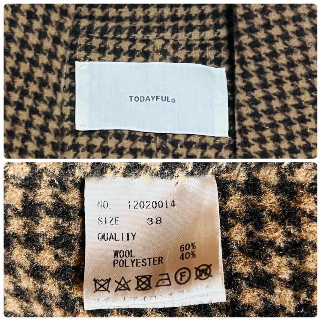 TODAYFUL トゥデイフル オーバーチェックコート 38 ブラウン ロング
