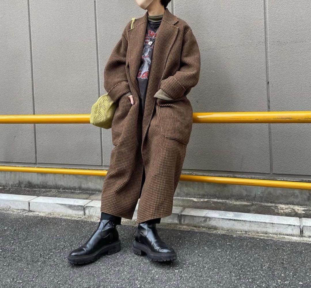 TODAYFUL トゥデイフル オーバーチェックコート 38 ブラウン ロング