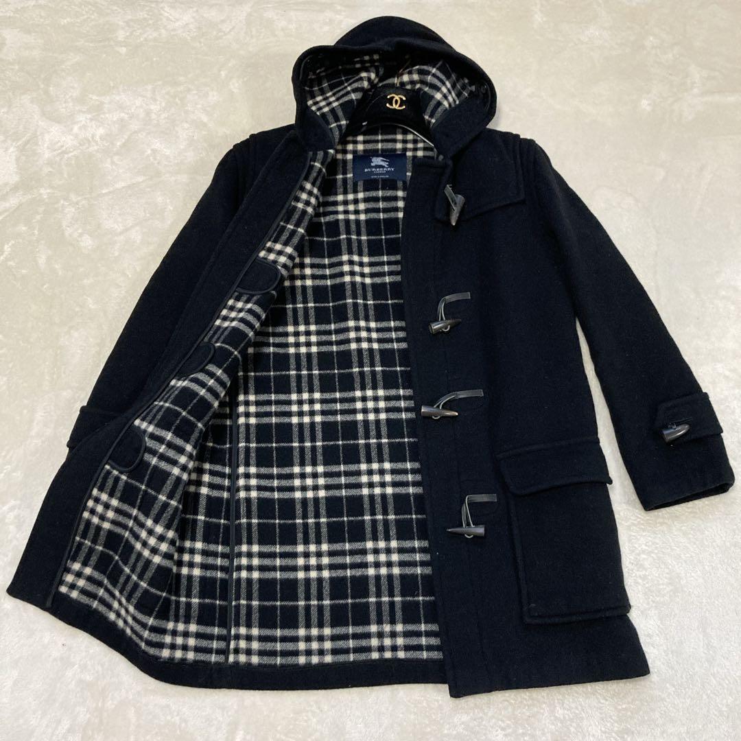 【希少美品】バーバリーロンドン　ロングダッフル　ブラックチェック　イングランド製