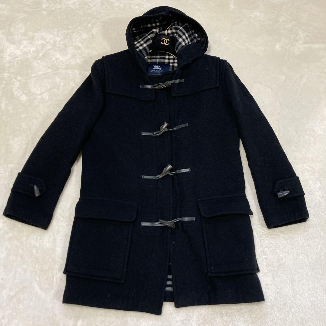 【希少美品】バーバリーロンドン　ロングダッフル　ブラックチェック　イングランド製