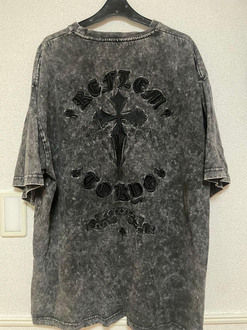 レフレム クロス刺繍半袖Tシャツ グレー