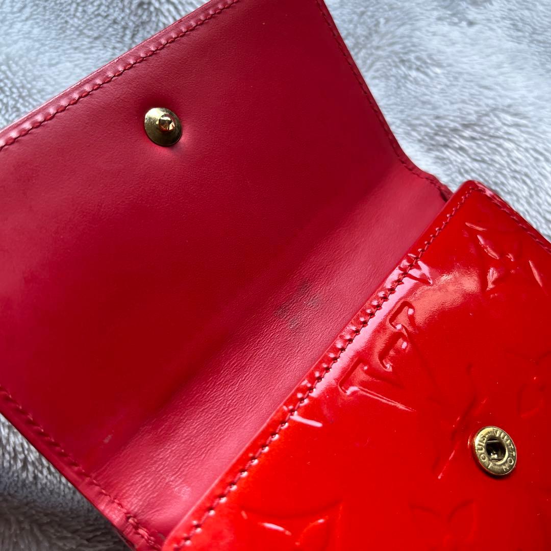 LOUIS VUITTON ルイヴィトン ヴェルニ 三つ折財布 レッド エナメル