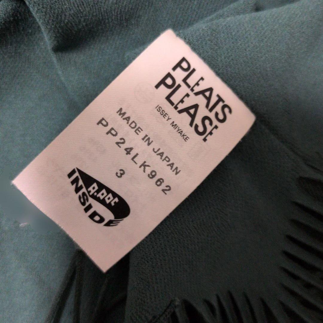 プリーツプリーズ フリンジ デザイン 半袖カットソー トップス 緑