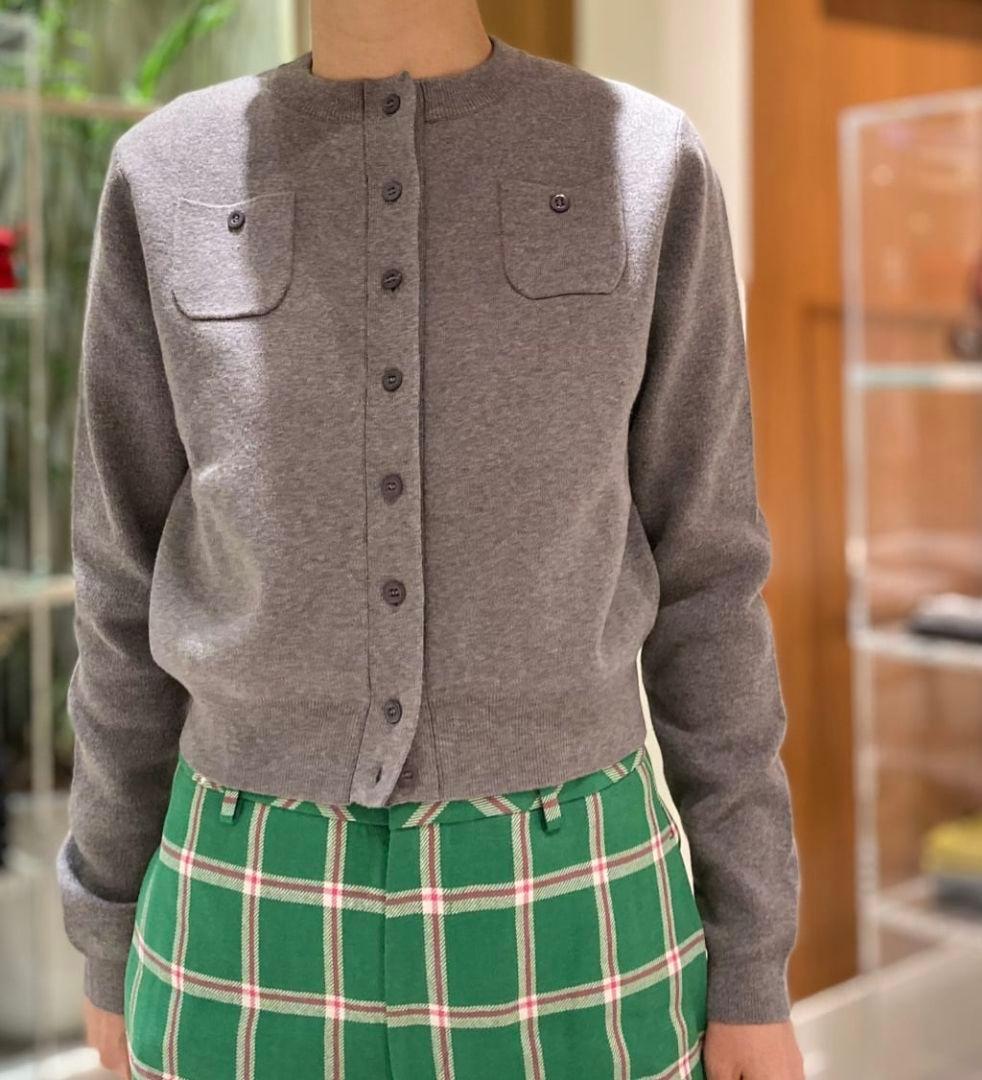 新品　CABaN コットンカシミヤ クルーネックカーディガン ライトグレー S