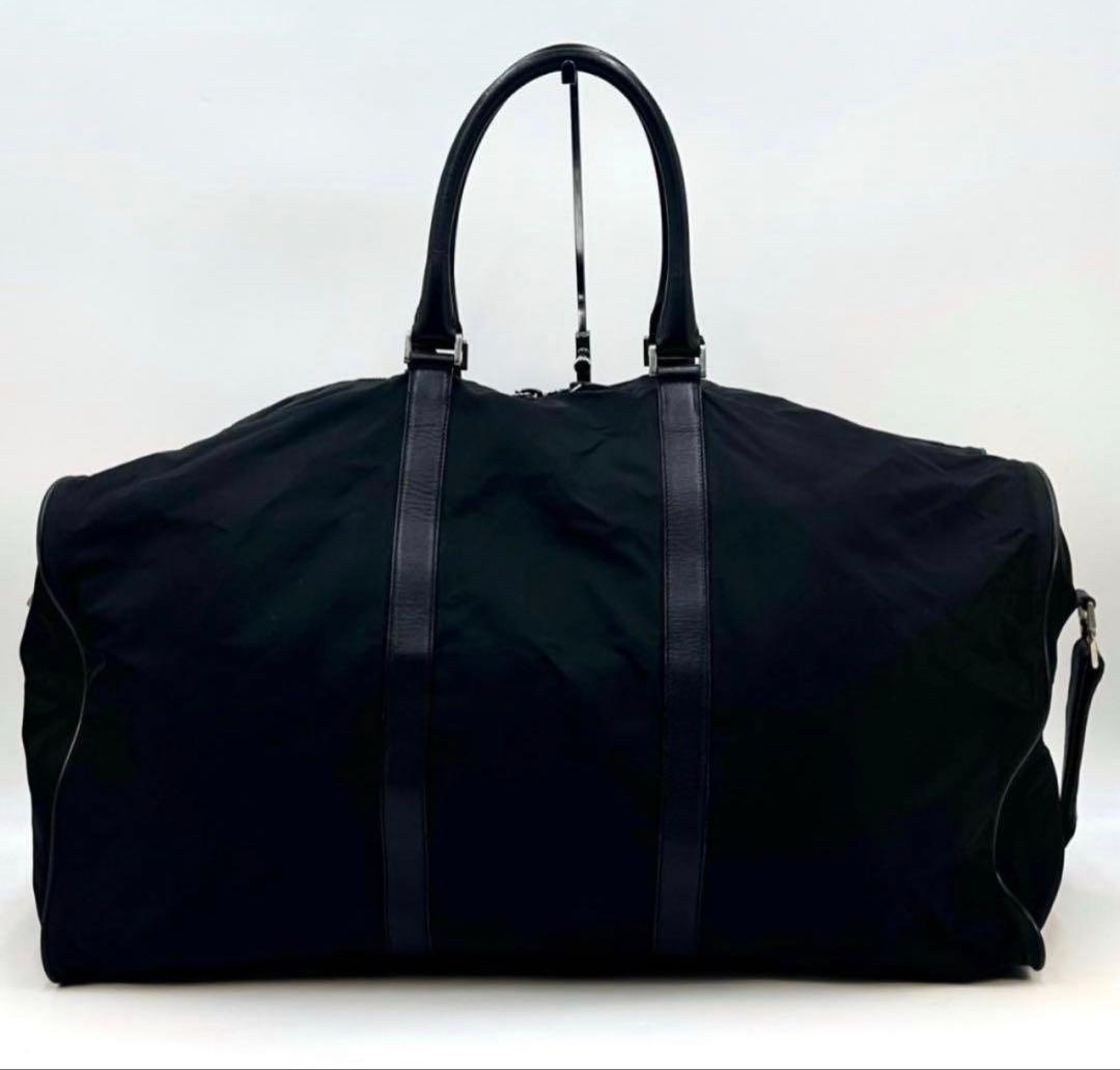 た PRADA 大容量 ボストンバッグ 2way ブラック 三角ロゴ
